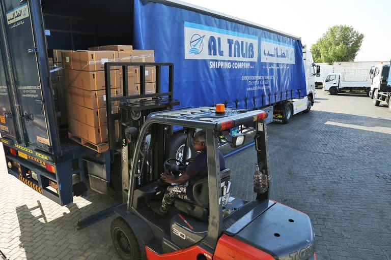 Loading packets as part of land cargo by Al Talib Shipping