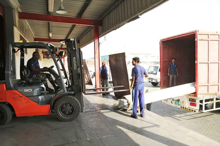 Cargo loading operations at Al Talib warehouse